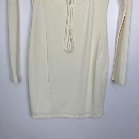 NWT Camila Coelho Ceilo Mini Long Sleeve Bodycon Dress Creme Ivory White XS - Picture 6 of 11